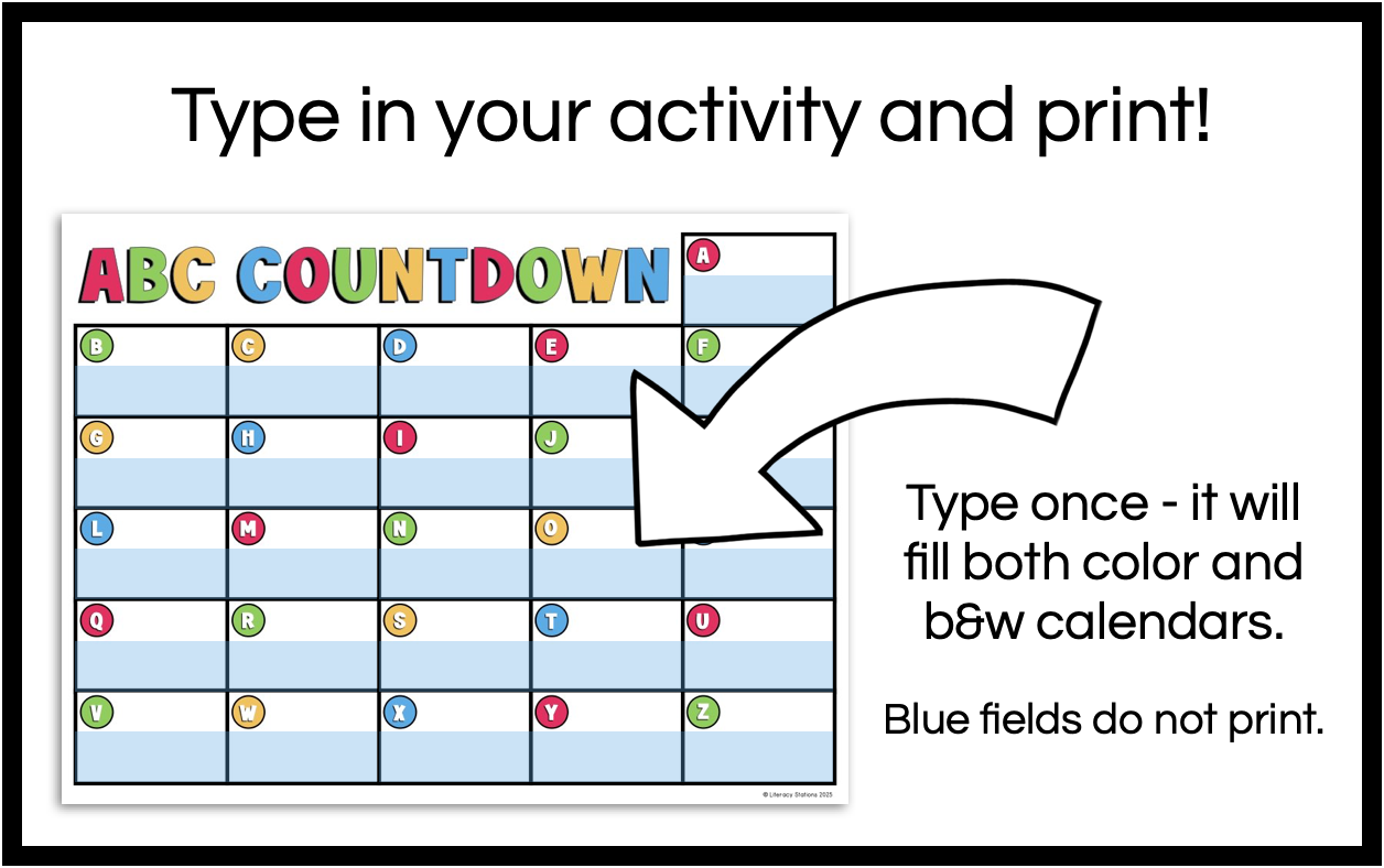 editable abc countdown calendar