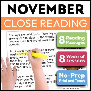 November Close Reading Passages for First Grade